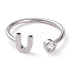 Brass Micro Pave Clear Cubic Zirconia Cuff Rings RJEW-J074-01P-U-1