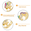 HOBBIESAY 4Pcs 2 Colors Unicorn Colorful Rhinestone Open Cuff Rings Set RJEW-HY0001-01-4