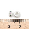 Brass Micro Pave Cubic Zirconia Rondelle European Beads KK-P297-04A-S-2