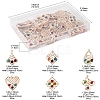 30Pcs 6 Styles Iron & Glass Pendants IFIN-FS0001-52-4
