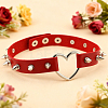 Adjustable Adjustable Gothic PU Leather Alloy Spike Rivet Heart Choker Necklaces for Women NJEW-WH20816-006P-C-4
