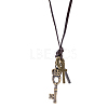 Adjustable Men's Zinc Alloy Pendant and Leather Cord Lariat Necklaces NJEW-BB15995-B-9