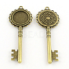 Tibetan Style Key Alloy Big Pendants Cabochon Settings X-TIBEP-S289-23AB-NR-1