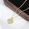 Brass Micro Pave Clear Cubic Zirconia Heart with Key Pendant Necklaces for Women NJEW-M088-02G-01-5