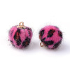 Handmade Plush Cloth Fabric Covered Charms WOVE-S082-14mm-M1-2