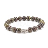 Natural Dragon Blood Stretch Bracelet with Alloy Beads BJEW-JB08017-05-1