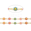 Brass Daisy Flower & Oval Link Chains CHC-I035-13G-08-2