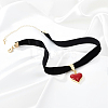 Alloy Enamel Heart Pendant Black Velvet Choker Necklaces for Women NJEW-WH20014-01A-4