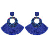 Bohemian Style Acrylic & Polyester Fan Tassel Stud Earrings FS-WGB5BEF-06-1