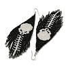 Boho Seed Bead Halloween Skeleton Tassel Earrings EJEW-Q380-04D-2