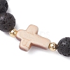 Natural Lava Rock & Synthetic Turquoise Beads Stretch Bracelets for Men Women BJEW-JB12226-01-3