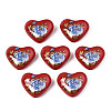 Flower Printed Opaque Acrylic Heart Beads SACR-S305-28-I02-1