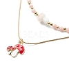 2Pcs 2 Style Alloy Enamel Mushroom Pendant Necklaces Set NJEW-JN04096-4