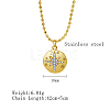 Stainless Steel Rhinestone Flat Round with Star Pendant Necklaces NS9570-1-3