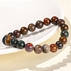 Natural Green Ocean Agate Round Stretch Bracelets for Women PW-WG91270-01-3