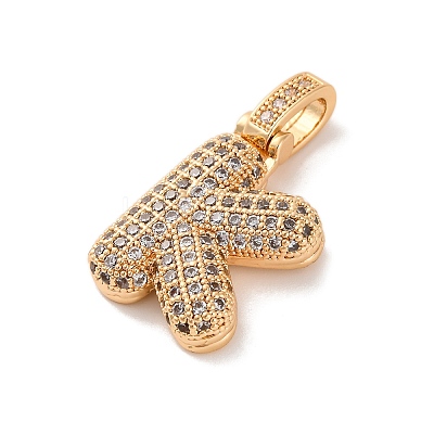 Brass Micro Pave Cubic Zirconia Pendants KK-C076-29K-G01-1