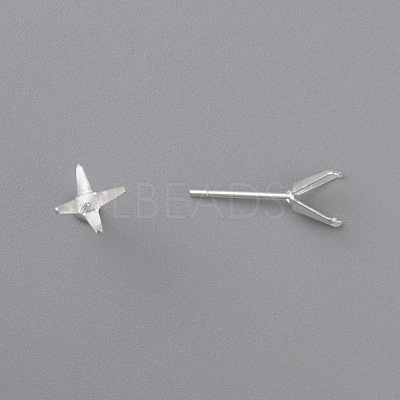 304 Stainless Steel Prong Earring Settings STAS-O098-06S-04-1
