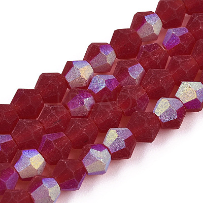 Imitate Austrian Crystal Bicone Frosted Glass Beads Strands GLAA-F029-TM2mm-A27-1