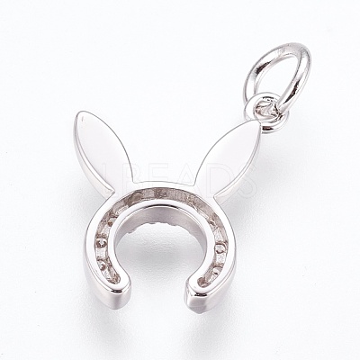 Brass Cubic Zirconia Bunny Pendants ZIRC-G144-07P-02-1