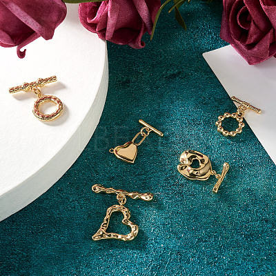 10 Sets 5 Styles Brass Toggle Clasps KK-PJ0001-25-1