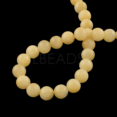 Round Natural Yellow Jade Beads Strands G-R336-8mm-03-1