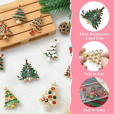 9Pcs 9 Styles Christmas Tree Enamel Pins JEWB-CJ0003-28-1