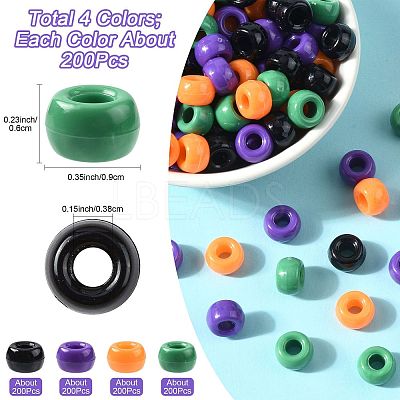 800Pcs 4 Colors Opaque Plastic Beads KY-FS0001-41-1