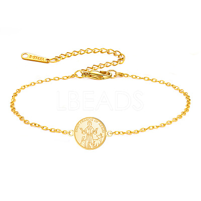 Religion 304 Stainless Steel Saint Francis of Assisi Medal Charm Bracelets WG1F26A-02-1