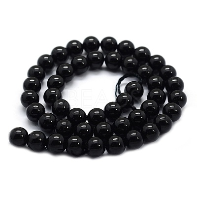 Natural Black Tourmaline Beads Strands G-G763-01-10mm-A-1