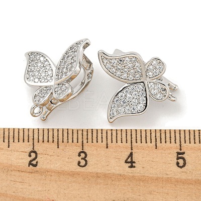 Rack Plating Brass Micro Pave Clear Cubic Zirconia Twister Clasps KK-B093-28P-1