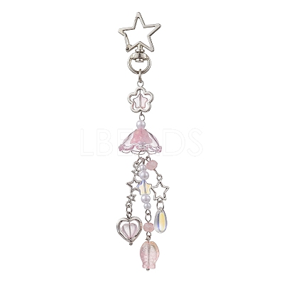 Jellyfish Glass Pendant Decorations HJEW-JM02962-01-1