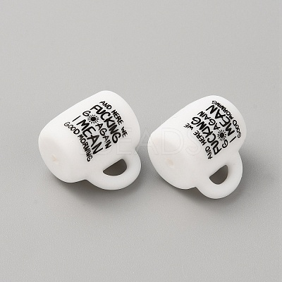 Cup with Word Pattern Silicone Beads SIL-WH0006-18G-1