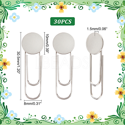 30Pcs 304 Stainless Steel Paperclip Brooch Finding FIND-UN0002-45-1
