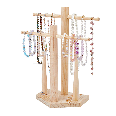 Baseball Wooden Jewelry Ring Display Tower Stands ODIS-WH0086-223B-1
