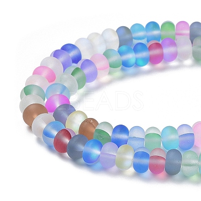 Frosted Transparent Glass Beads Strands FGLA-M002-01C-1