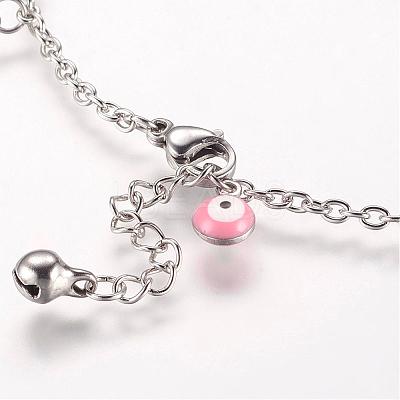 304 Stainless Steel Charm Anklets AJEW-E032-03-1