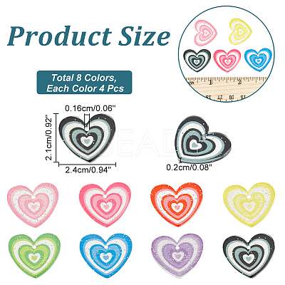 32Pcs 8 Colors Transparent Acrylic Pendant MACR-HY0001-03-1