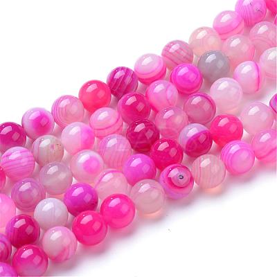 Natural Striped Agate/Banded Agate Bead Strands G-R412-21-8mm-1