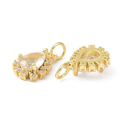 Brass Cubic Zirconia Charms ZIRC-C022-10G-1