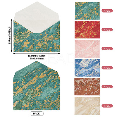 24Pcs 6 Colors Paper Envelopes AJEW-TA0002-31-1