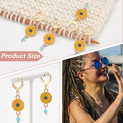 12Pcs Alloy Enamel Sunflower Charms Locking Stitch Markers HJEW-PH01654-1