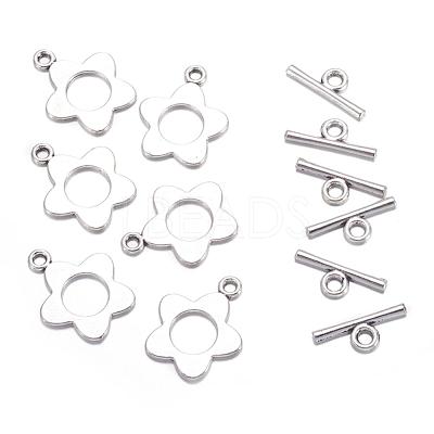 Flower Tibetan Style Alloy Toggle Clasps X-A0977Y-1