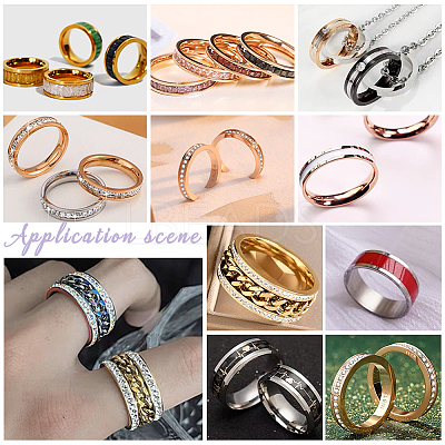 18Pcs 9 Size 201 Stainless Steel Grooved Finger Ring Settings STAS-UN0049-69MC-1