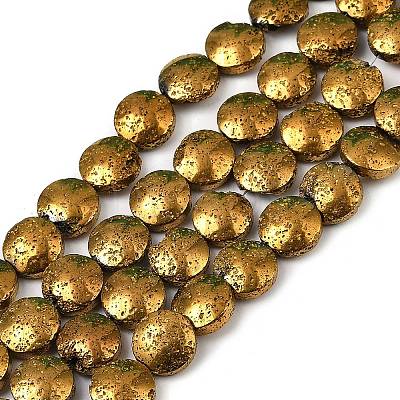 Electroplated Natural Lava Rock Beads Strands G-K388-01D-1