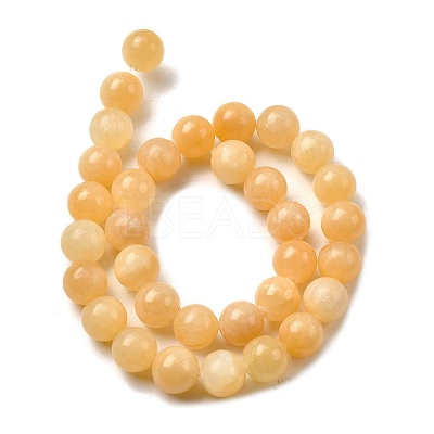 Natural Yellow Jade Bead Strands G-K121-01-14mm-1
