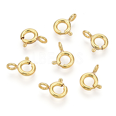 925 Sterling Silver & Iron Spring Ring Clasps STER-T004-81A-G-1