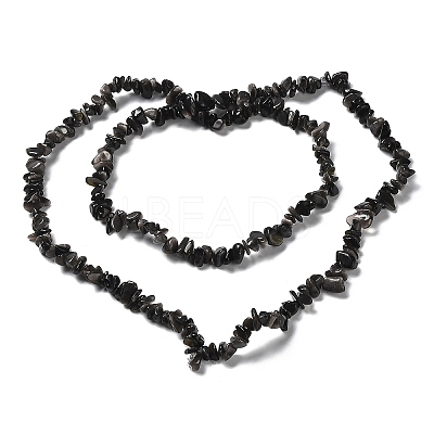 Natural Silver Sheen Obsidian Chip Beads Strands G-M205-07A-1