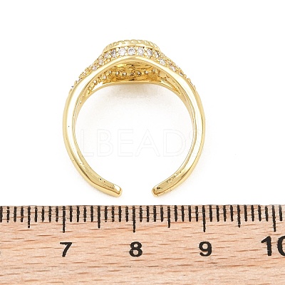 Brass Micro Pave Cubic Zirconia Cuff Rings for Women LS-CU-CBA0A21-04G-1