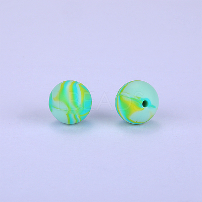 Printed Round Silicone Focal Beads SI-JX0056A-66-1
