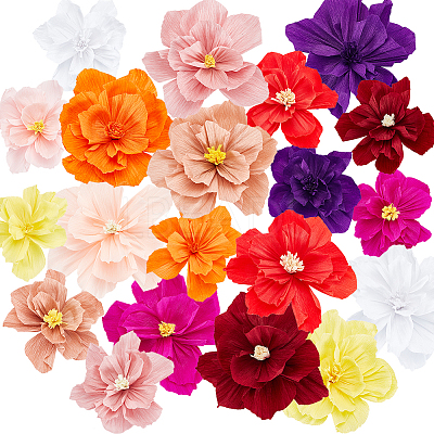 20Pcs 20 Styles Crepe Paper Flowers Decoration for Wall AJEW-WR0001-94-1